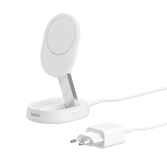 BELKIN Boost Charge Qi2 15W Magnetische Oplaadstand – Wit (met adapter)
