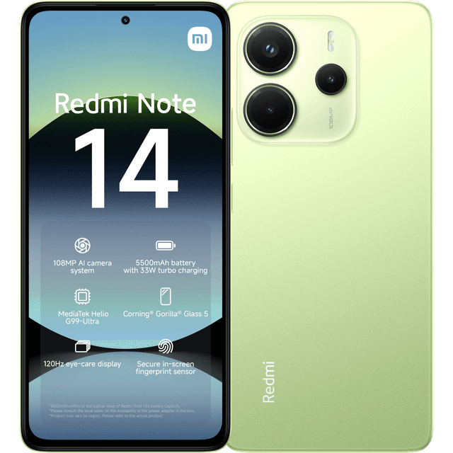 XIAOMI Redmi Note 14 - 4G - 128GB - Lime Groen - 128 GB Groen - 128 GB Groen