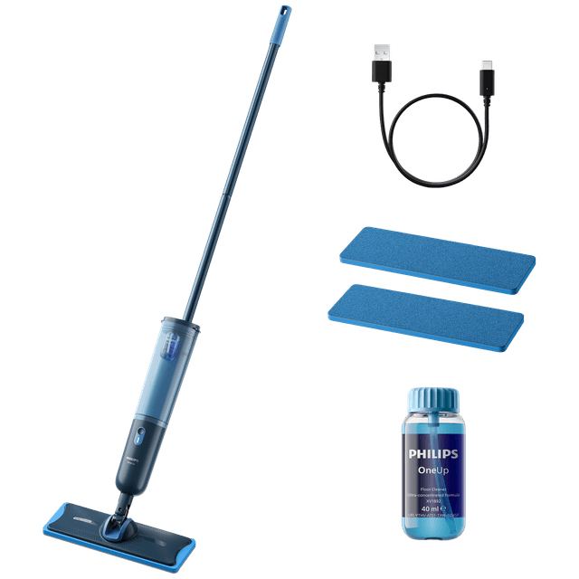 PHILIPS OneUp XV3101/11 Elektrische dweil Blauw inclusief 2 dweildoeken