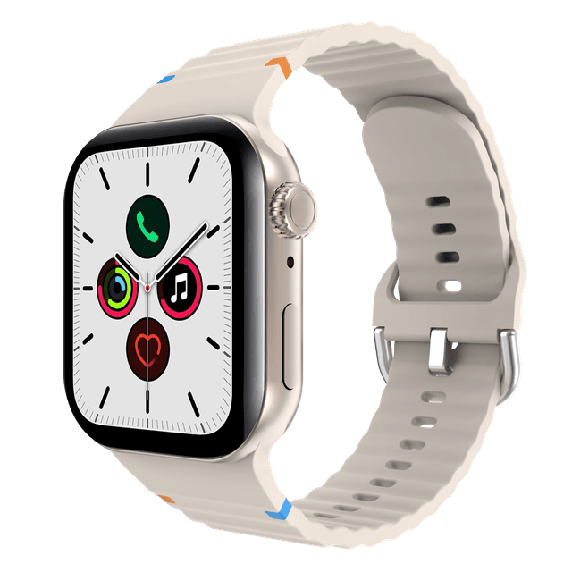 JUST IN CASE ActiveFlex Apple Watch 44/45/46/49mm Horlogebandje Ivoor