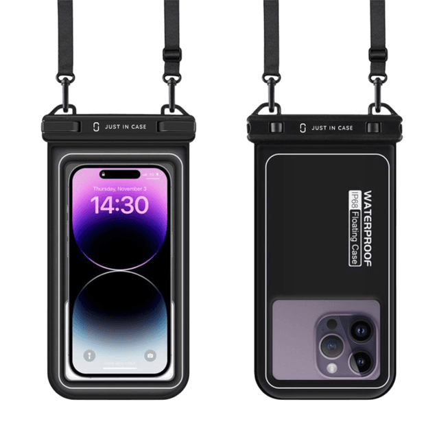 JUST IN CASE Waterdicht Telefoonhoesje voor Universeel Smartphones Zwart