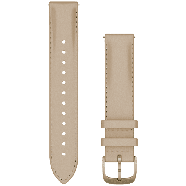 GARMIN Leren polsband, 18MM, Snelsluiting, zandkleur, met goudkleurige gesp Horlogebandje Zandkleur