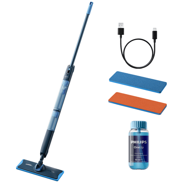 PHILIPS OneUp XV5113/01 Elektrische dweil Blauw Inclusief 2 dweildoeken