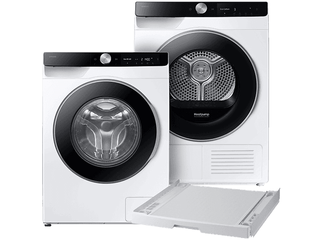 Samsung Ww90dg6u25lku3 6000-serie + Samsung Dv90dg6845lku3 Stapelkit Wasmaschine Droger Bundel