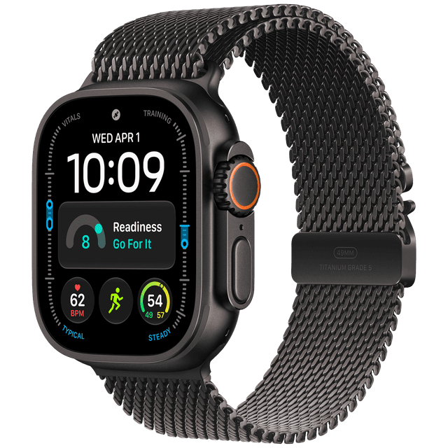 Apple Watch Ultra 4 GPs + Cellular 49mm Black Titanium Case - Milanese Loop M Smartwatch