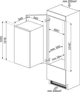 SMEG S4C122F – Inbouw Koel-Vriescombinatie – 188L – Sleepdeur – Energieklasse F – Wit — thumbnail 3