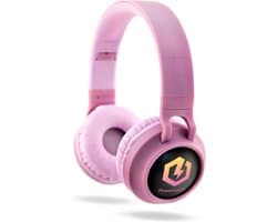 PowerLocus Buddy Draadloze On-Ear Koptelefoon voor Kinderen, LED lampjes, 85db Limiet, met Microfoon, Micro SD poort - Roze