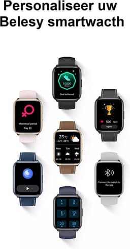 Belesy® LAOS – Smartwatch Dames – Smartwatch Heren – Horloge – 1.78 inch Touchscreen Kleurenscherm – Stappenteller – Hartslag – Zuurstofgehalte – 100+ Sporten – Calorieën – Bluetooth 5.1 – Zwart Siliconen - Moederdag — thumbnail 2