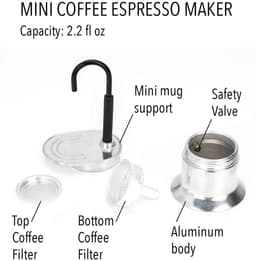 JHUBERS- Moka Pot Snel Koffiezetten - Aluminium Legering - Draagbaar - 1 Kop 50 ml - Koffiemachine Voor Fornuis - Geweldig Cadeau - Koffiezetapparaat — thumbnail 3