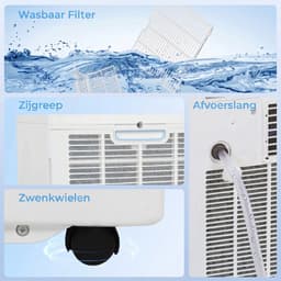 4-in-1 Mobiele Airco - Draagbare Airconditioner - 4-in-1 Koelen, Ontvochtiger, Ventilator & Slaapstand - 9000 BTU - voor 14-33 m² - met Afstandsbediening & 24-uurs Timer - 48 dB - Wit — thumbnail 5