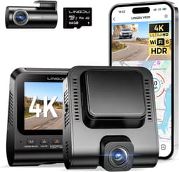 Auto Camera - Dashboard Recorder - Verkeersincidenten Vastleggen - 4K Voor en Achter - Met 64GB Kaart - Zwart — thumbnail 1