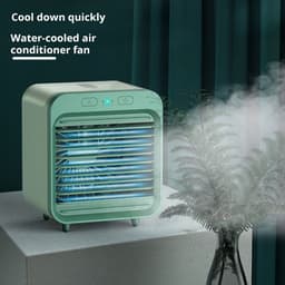Airconditioningventilator met watertank, 3 snelheden, krachtige luchtstroom, draagbare oplaadbare luchtkoeler, elektrische ventilator - wit — thumbnail 2