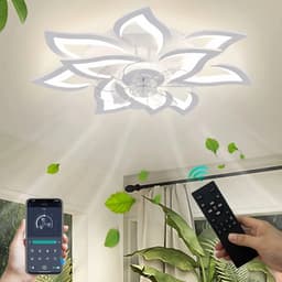 Lily & Lilac Plafondventilator - Lamp & ventilator - Dimbaar - Slimme plafondventilator met verlichting - Bloem design - 6 standen — thumbnail 3