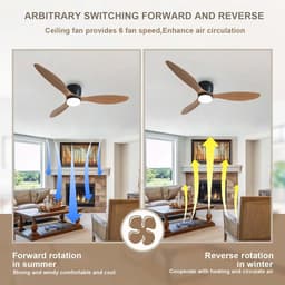 Plafondlamp Met Ventilator - Ventilatorlamp Kroonluchter - Woonkamer Verkoelen - Omkeerbare Luchtstroom - 106 cm - Zwart Houtnerf — thumbnail 2