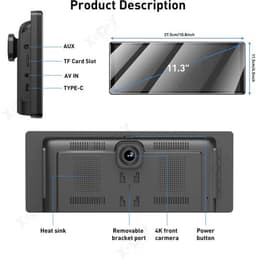 Navigatiesysteem Auto - Dashcam voor auto - GPS Navigatie - Draadloze - 4K DVR - Bluetooth Audio - ADAS Systeem - 11,3" - Achteruitrijcamera - 64TF — thumbnail 1