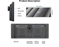 Navigatiesysteem Auto - Dashcam voor auto - GPS Navigatie - Draadloze - 4K DVR - Bluetooth Audio - ADAS Systeem - 11,3" - Achteruitrijcamera - 64TF