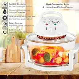 Glazen Airfryer - Heteluchtoven - Gezond Koken - 360° Verwarming - 12 Liter Inhoud - Zwart — thumbnail 3