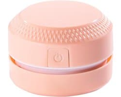 Mini Stofzuiger - Tafelreiniger Apparaat - Bureau Schoonmaken - 360 Graden Rotatie - 9 cm - Roze