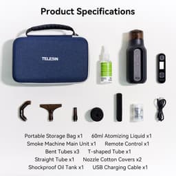 Telesin C40 Droogijs- & Rookmachine - Creëer de gaafste effecten - Inclusief afstandsbediening en opzetstukken - Fog/Dry Ice & Stoom modus - Oplaadbare 40W fog machine - Zwart — thumbnail 2
