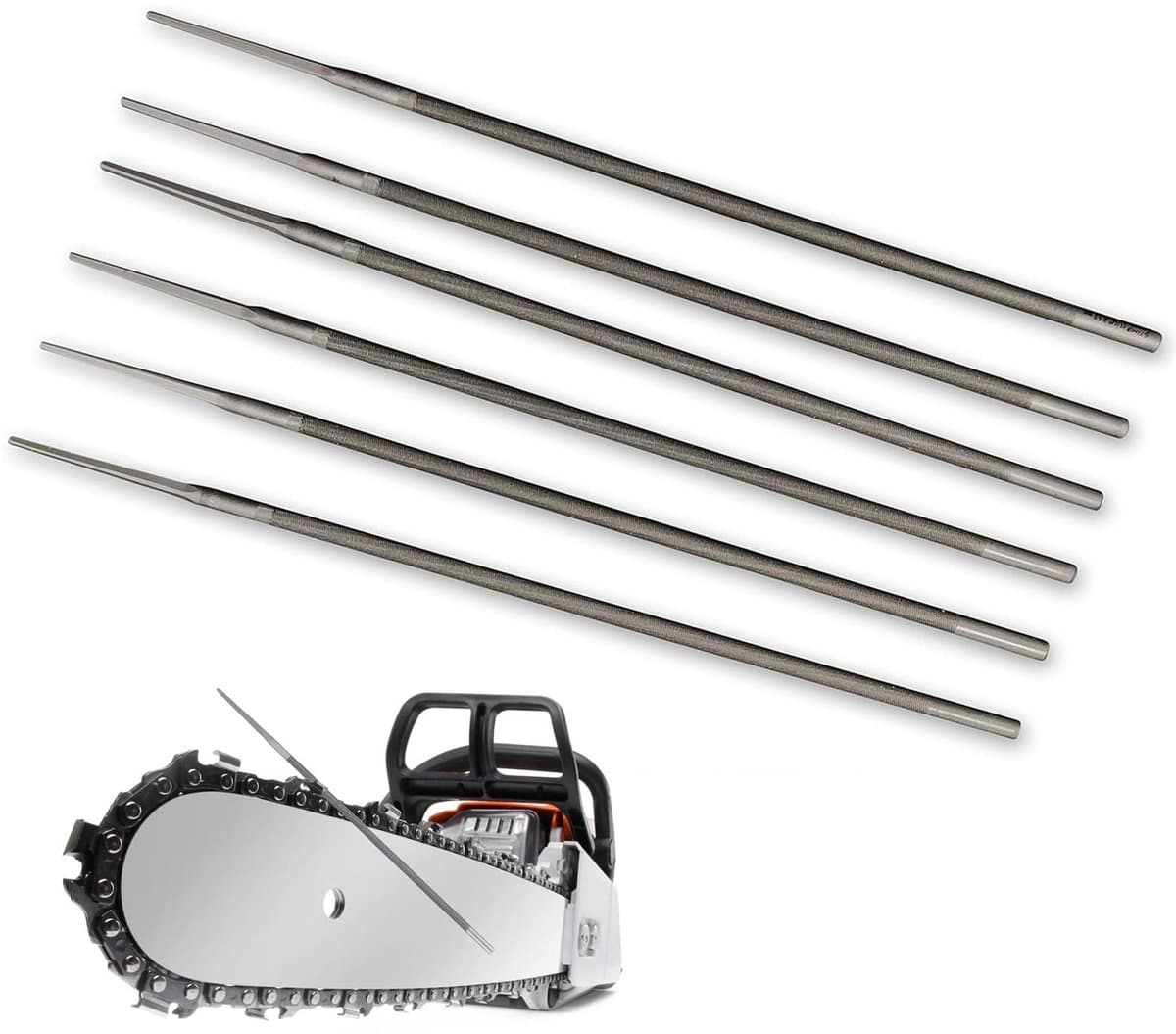 Set van 6 4.8mm Kettenslijpbestanden - Carbon Staal, Voor Chainsaw en Grasmaaier — afbeelding 1