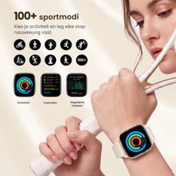 Avalue Smartwatch Dames & Heren - AMOLED Full Touchscreen - Bluetooth Bellen - Hartslag & Bloedzuurstof - Slaaptracker - - Meerdere Sportmodi - Geschikt voor Android en iOS - Rose Gold en Wit — thumbnail 3