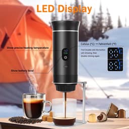 Koffiemachines - Koffiezetapparaat - Draagbare elektrische espressomachine - 3-in-1 draagbaar koffiezetapparaat met zelfverwarmende functie - USB-C-oplaadpoort - Voor camper - Kamperen - wandelen en kantoor - Grijs — thumbnail 3