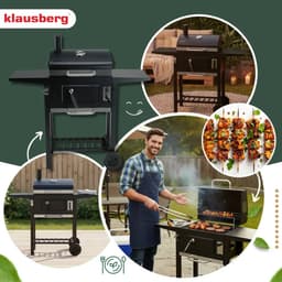 KINGHOFF Houtskoolbarbecue KH-2034 - BBQ met Deksel, Zijtafels en Wielen - 43 x 39,6 cm — thumbnail 5