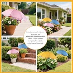 3 stuks plantenparaplu's voor buitenplanten, buigzame tuinparaplu's inclusief geel, roze en blauw voor tuinbedden, potgroenten en fruit — thumbnail 4