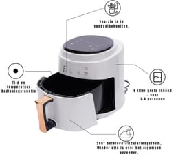 YOR® Mini Airfryer - Heteluchtfriteuse - Airfryer - Wit - ‎26cm x 25cm x 30 cm; 3.24 kg — thumbnail 4