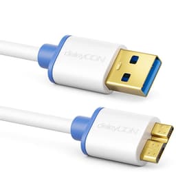 Micro USB 3.0 Kabel - Datakabel Laadkabel - Externe Schijven - 5 Gbit/s Snelheid - 2 Meter - Wit — thumbnail 5