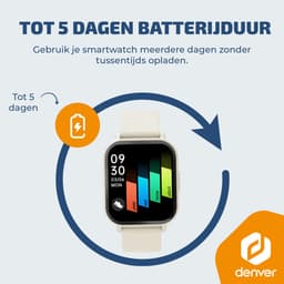 Denver Smartwatch - Android iOS - Notificaties - Sporthorloge - Hartslagmeter - Saturatiemeter - Slaapmonitor - SWC176BE - Beige — thumbnail 4