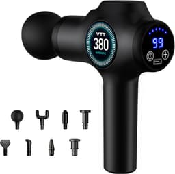 Spiermassagepistool - Massageapparaat Handmatig - Spierherstel Bevorderen - 99 Snelheden 9 Koppen - 800 g - Zwart — thumbnail 1