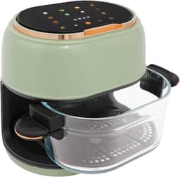 Heteluchtfriteuse Glazen Mand - Airfryer Touchscreen - Gezond Koken - Zichtbare Kookmand - 4 Liter - Groen Zwart — thumbnail 1