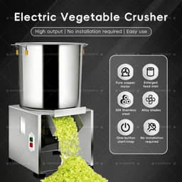 Groentesnipperaar Keuken - Voerhakselaar Machine - Voer Bereiden - Roestvrij Staal - 120 kg Per Uur - Zilver — thumbnail 3