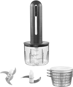 Elektrische Keukenhakker - Mini Hakmachine Groente - Maaltijden Voorbereiden - Draadloos Oplaadbaar - 400 ml - Zwart — thumbnail 1
