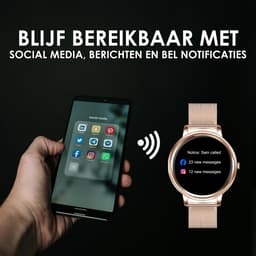 Darenci Smartwatch Classy Pro- Smartwatch dames - Smartwatch heren - Activity Tracker - Touchscreen - Stalen band - Dames - Heren - Horloge - Stappenteller - Bloeddrukmeter - Verbrande calorieën - Zuurstofmeter - Rosegoud - Spatwaterdicht — thumbnail 3