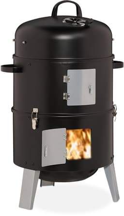 rookoven bbq - 3 in 1 - met thermometer en ventilatiegat - ∅ 40 cm - staal — thumbnail 1