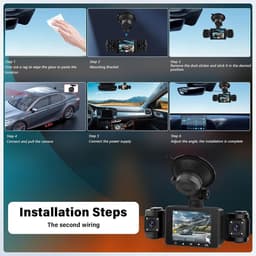 4-kanaals dashcam auto, 1080p dashcam autocamera en achter binnen met 64 GB kaart, 2,4 inch IPS-scherm, nachtzicht, G-sensor, 24 uur parkeren, parkassistent, bewegingsdetectie, loop-opname — thumbnail 5