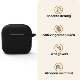 Hoesje - Geschikt voor Apple AirPods 5 - met Clip - Siliconen Hoes - Silicone Case Cover - Zwart — thumbnail 3