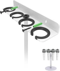 Multi-Mic-Houder, Wandbeugel voor 4 Handmics Bedraad/Draadloos, Wit — thumbnail 1