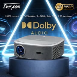 Beamer Full HD 1080P - 26000 Lumen Helderheid - 199 Watt Vermogen - LCD Scherm - Android Smart TV - Voor Thuis Theater — thumbnail 1