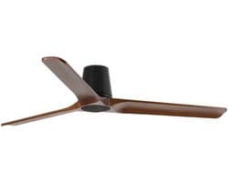 Faro Barcelona 33839 Heywood Tub L plafondventilator zwart/walnoot 132 cm - stille DC-motor - 6 snelheden - RF-afstandsbediening - zomer/winterstand