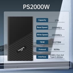 Externe SSD - Draagbare Opslag - Snelle Data Transfer - Aluminium Behuizing - 960GB - Zwart — thumbnail 3