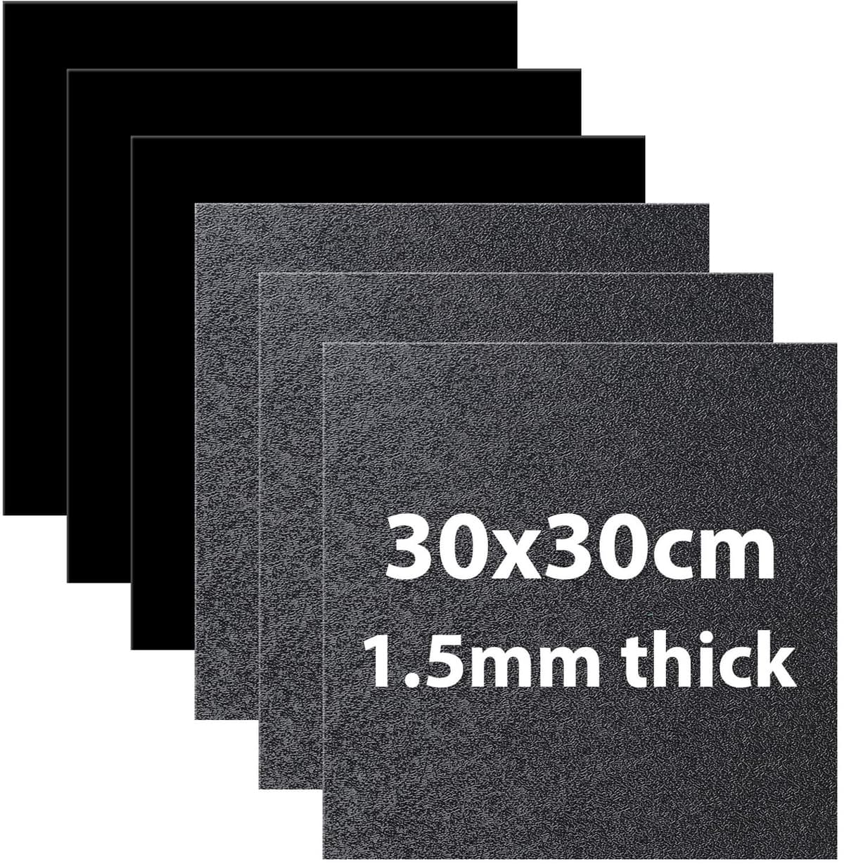 Kunststof plaat, 6 stuks, 1,5 mm, 30 x 30 cm, zwarte plastic plaat, ABS-kunststof platen, zwarte ABS-kunststof platen voor lasersnijden, ABS-platen voor knutselen, spatborden, woondecoratie enz — afbeelding 1