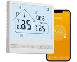 Slimme Thermostaat - Kamerthermostaat Verwarming - Energie Besparen - Wifi & Spraakbesturing - 3A - Wit
