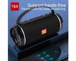T&G Draagbare Bluetooth 5.3 Speaker – Krachtige Draadloze Outdoor Speaker met Subwoofer, FM-Radio, USB/TF, AUX – IPX5 Waterdicht – Zwart