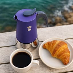 Italiaans koffiezetapparaat - PEZZETTI - STEELEXPRESS - Roestvrij staal - 4 kopjes - Geschikt voor alle kookplaten inclusief inductie - Indigoblauw — thumbnail 2