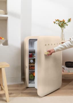 CREATE - Koelkast in retrostijl - Zand - Handvat Goud - FRIDGE RETRO 107L — thumbnail 4
