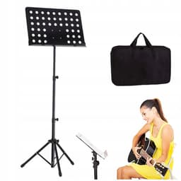 Staccato - Professionele Muziekstandaard - Opvouwbare Lessenaar - In Hoogte Verstelbaar (70-150 cm) - Met Bladmuziekklemmen & Draagtas - Zwart — thumbnail 3