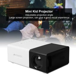 Projector voor kinderen, HD 1080P, intelligente draagbare pocketfilmprojector met USB, HDMI, AV, geheugenkaart, 3,5 mm audio, palmvideoprojector voor thuisbioscoop, films, zwart-wit — thumbnail 4